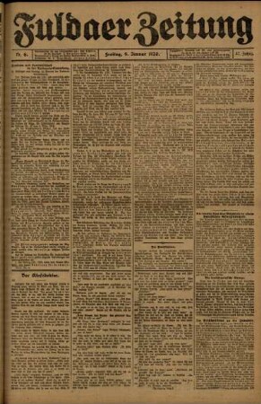 Ausgabe vom Freitag, den 09. Januar 1920.