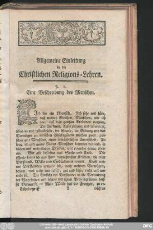 Allgemeine Einleitung in die Christlichen Religions-Lehren.