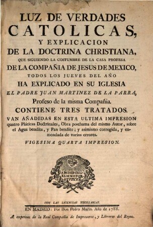 Luz de Verdades Catolicas y explicacion de la Doctrina Christiana
