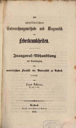 Zur physikalischen Untersuchungsmethode und Diagnostik der Leberkrankheiten