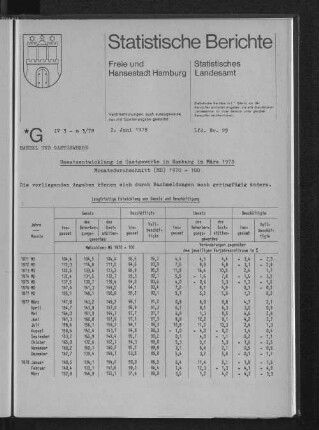 Umsatzentwicklung im Gastgewerbe in Hamburg im März 1978 : Lfd. Nr. 29
