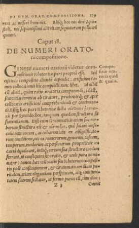 Caput 18. De Numeri Oratorii compositione