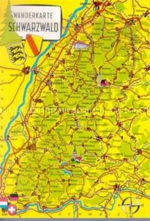 Postkarte mit Wanderkarte vom Schwarzwald