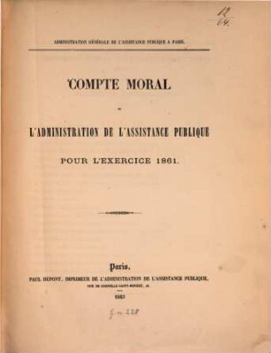 Compte moral et administratif : de l'exercice .... 1861 (1863)