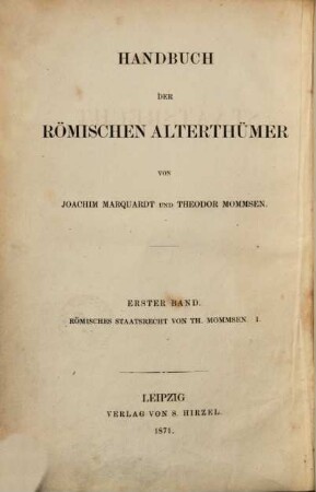 Römisches Staatsrecht, Band 1