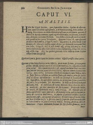 Caput VI. [Analysis, Explicatio Textus, Quaestiones, Loci Communes]