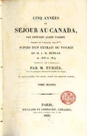 Cinq années de séjour au Canada, 2
