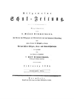 Titelblatt für März 1843 [Heft 35 - 51]