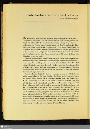 Fremde Archivalien in den Archiven