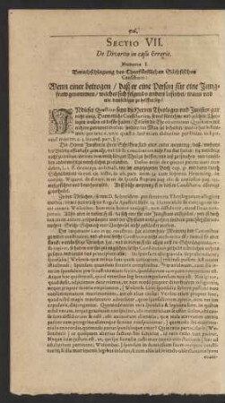 Sectio VII. De Divortio in casu Erroris.