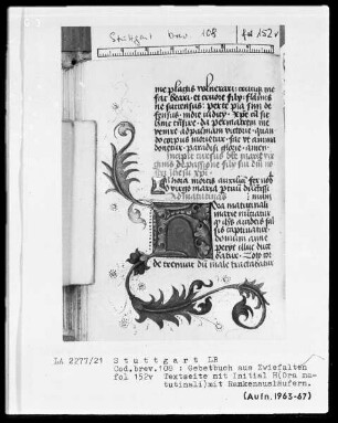 Gebetbuch aus Zwiefalten — Initiale H(ora matutinali) mit Rankenausläufern, Folio 152verso