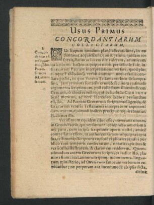 Usus Primus Concordantiarum Collectarum.