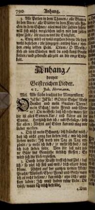 Anhang / dreyer Geistreichen Lieder.