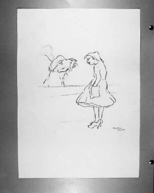 Zoobesucherin : Zoobesucherin. Kohlezeichnung (1963; E. Richter) Eigentum der Künstlerin