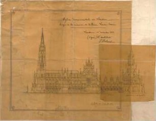 Schmidt, Heinrich von; Brüssel - Laeken (Belgien); Eglise Notre Dame, Portal und Turm - Ansicht, Teilansicht