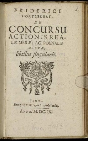Friderici Hortlederi, De Concursu Actionis Realis Merae, Ac Poenalis Mixtae, libellus singularis