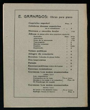 E. Granados: Obras para piano