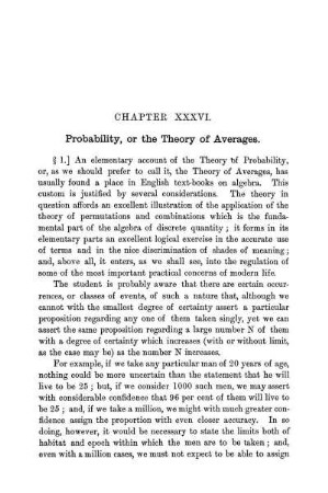 Chapter XXXVI. Probability, or the Theory of Average.