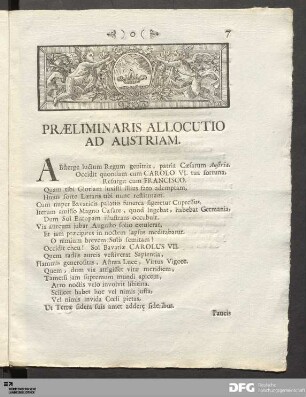 Præliminaris Allocutio Ad Austriam.