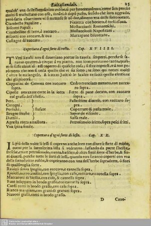 Copertura d'ogni sorte di rosto. Cap. XVIIII