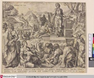 [Heilige den Feiertag / Der Mann, der am Feiertag Holz spaltet; Remember the sabbath day; The man gathering sticks upon sabbath]