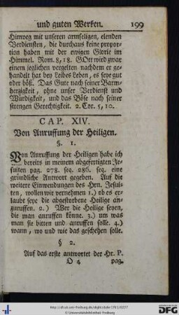 Cap. XIV. Von Anrufung der Heiligen.