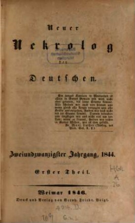 Neuer Nekrolog der Deutschen. 22, 22. 1844 (1846)