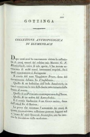 Gottinga. Collezione Antropologica di Blumenbach