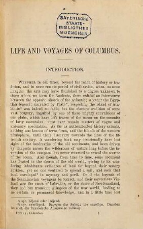 The life and voyages of Christopher Columbus by Washington Irving : Vorgeschichte und erste Entdeckungsreise erklärt von E. Schridde