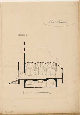 Grabkapelle, Barth Monatskonkurrenz Mai 1900: Längsschnitt; Maßstabsleiste