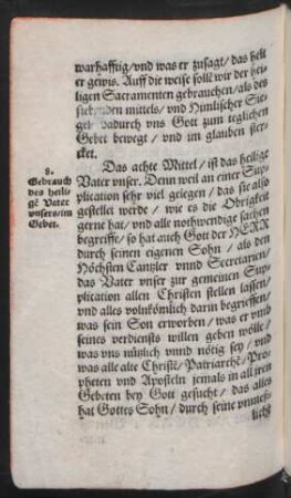 8. Gebrauch des heiligen Vater unsers/ im Gebet.