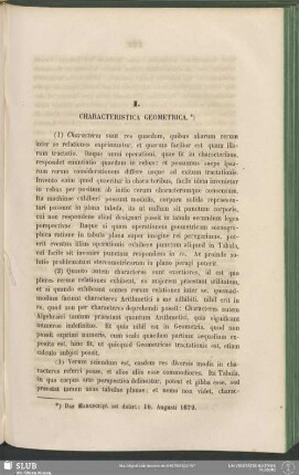 [Characteristica Geometrica. Analysis Geometrica propria. Calculus situs]
