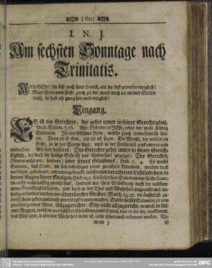 Am sechsten Sonntage nach Trinitatis