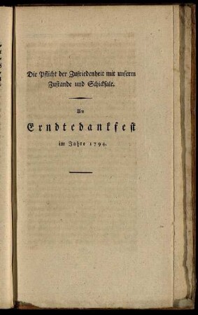 Am Erndtedankfest im Jahre 1794.