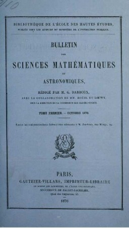 Tome Premier. - Octobre 1870.