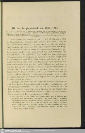 III. Der Bergbaubetrieb von 1681-1704