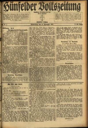 Ausgabe vom Donnerstag, den 13. November 1919.