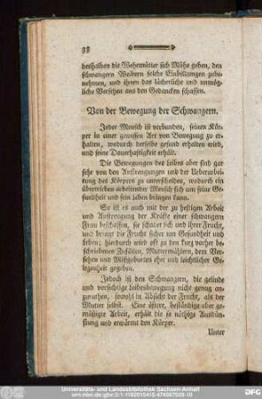 Von der Bewegung der Schwangern.