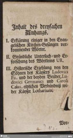Inhalt des dreyfachen Anhangs