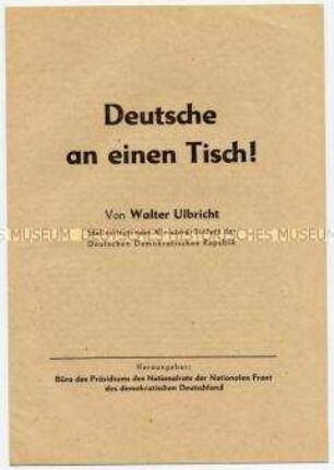 Erklärung von Ulbricht zu Adenauers Ablehnung des DDR-Vorschlags über innerdeutsche Gespräche, für gesamtdeutsche Wahlen, gegen Remilitarisierung