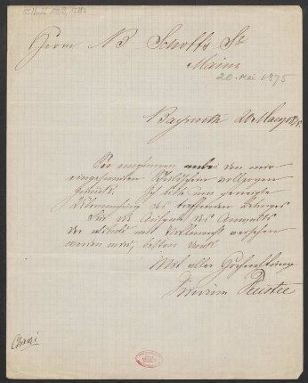 Brief an B. Schott's Söhne : 20.05.1875