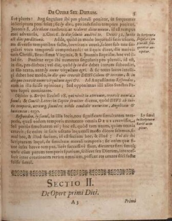 Sectio II. De Opere primi Diei.