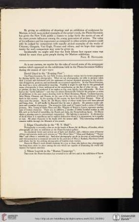 [Editors, reprints of critics of the exhibitions at the Photo-Secession Gallery 1911-1912]