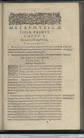 Metaphysicae, Liber Primus