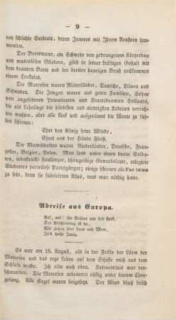 Abreise aus Europa