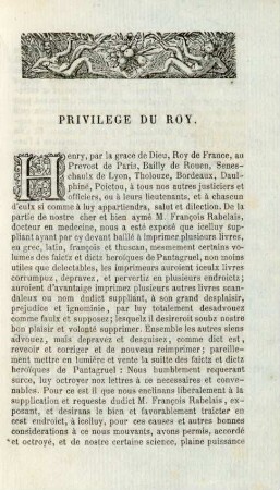 Privilege du Roy