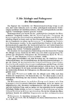 F. Die Ätiologie und Pathogenese des Rheumatismus