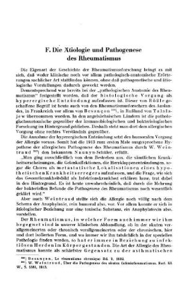 F. Die Ätiologie und Pathogenese des Rheumatismus