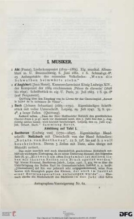 I. Musiker (Nr. 1-196)