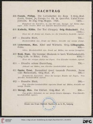 Nachtrag (Nr. 405 - 413)